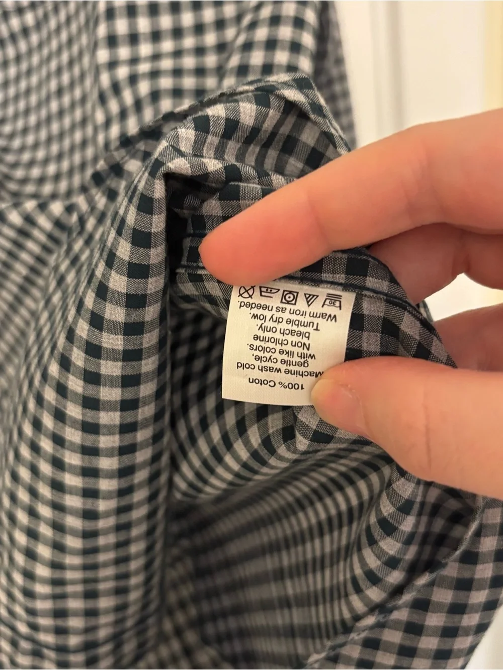 J. Crew Men’s Navy and Gray Gingham Button-Down Shirt